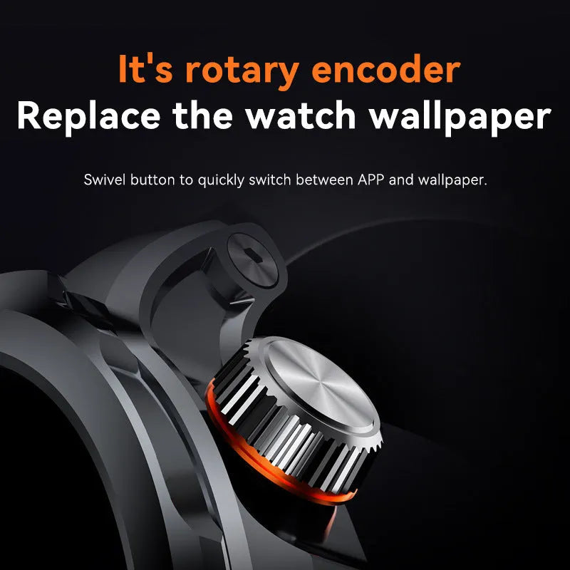 H18 round screen smart watch in black with steel band showing IPS display and touch button controls