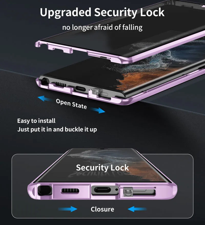 Samsung Galaxy S24 Ultra magnetic phone case with built-in mirror in seven colour options.