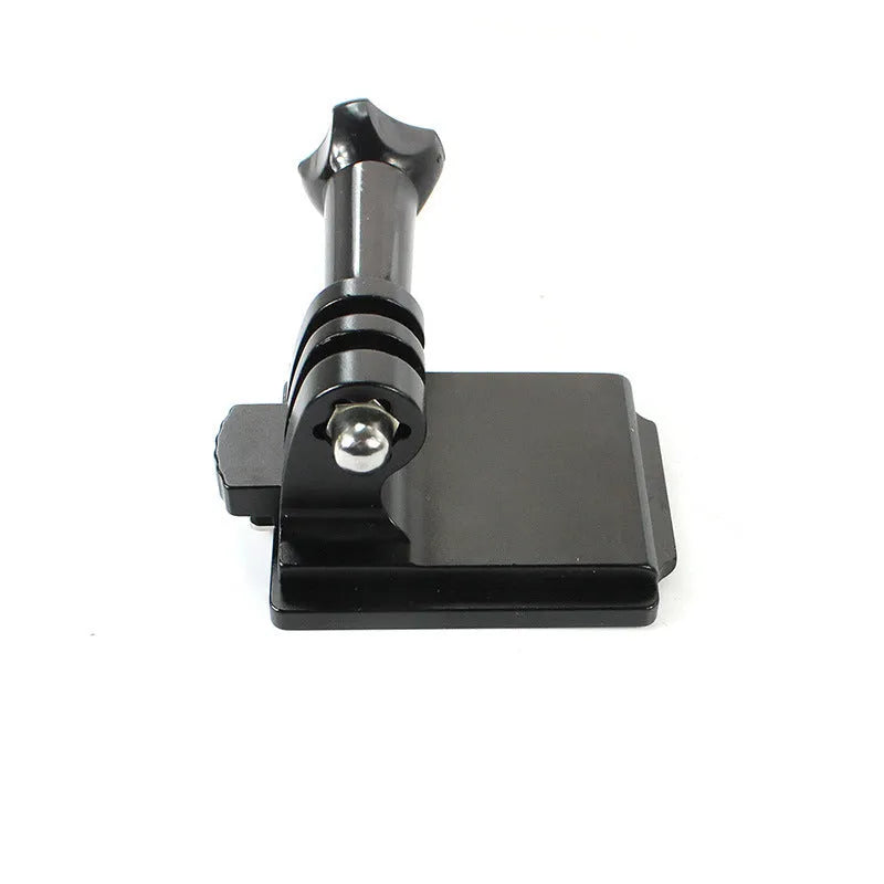 Black aluminium alloy and plastic GoPro helmet mount extension rod with quick-release bracket.