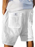 Men's straight-cut corduroy shorts in multiple colours showing front pockets and embroidery detail.