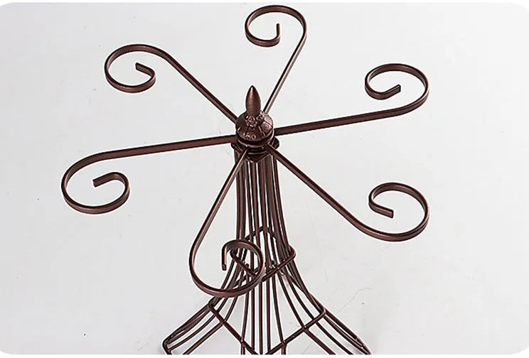 Bronze iron wine glass holder, freestanding welded stemware rack, 26cm x 15cm x 33cm