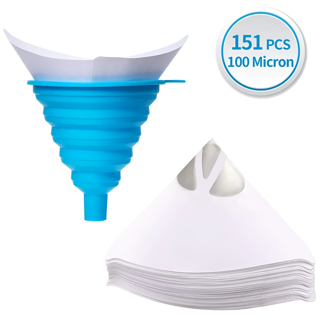 100-micron filter cone funnel with silicone funnel, 13 cm opening, for car painting and furniture
