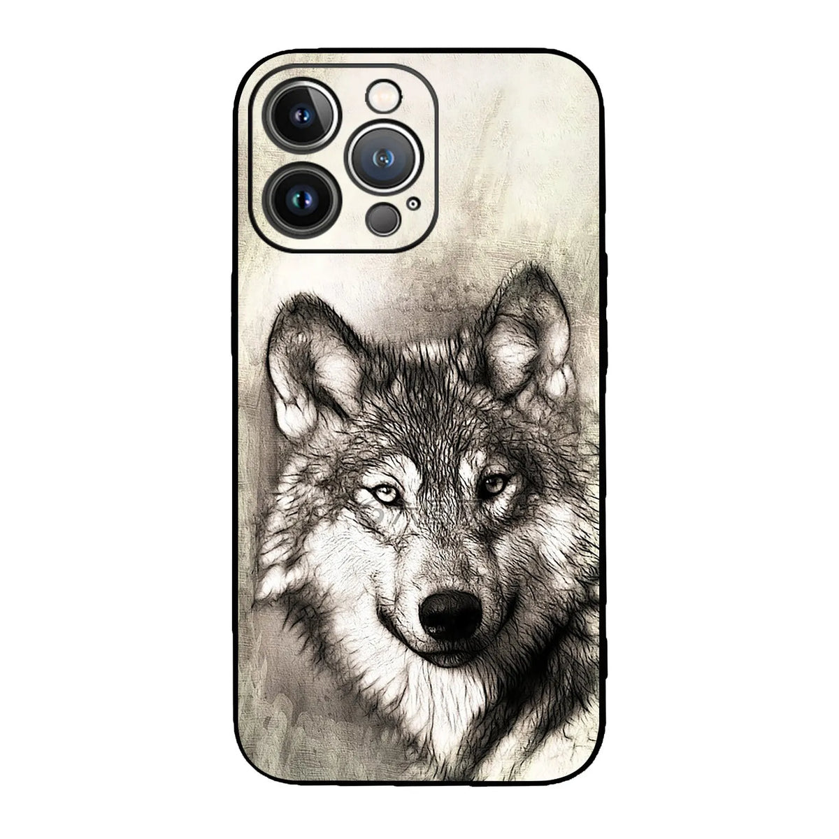 Animal glass phone case for iPhone with painted tiger, owl, or lion design and black back cover