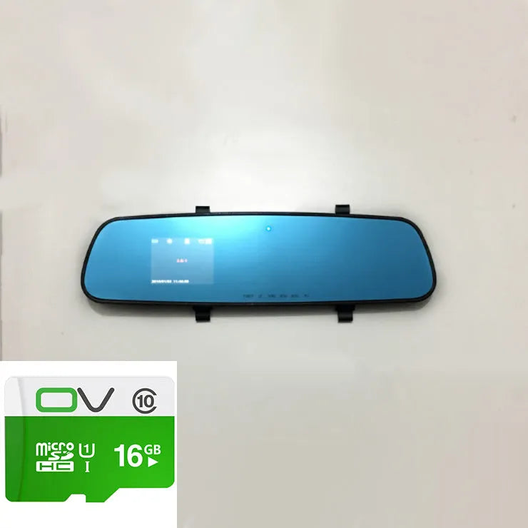 2.4 inch 1080P HD rearview mirror driving recorder with motion detection G-sensor and 100 degree lens angle black colour