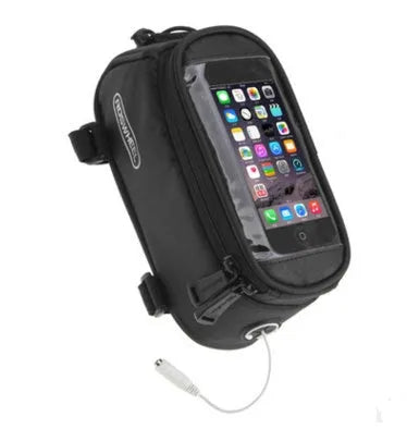ROSWHEEL PVC bicycle frame bag for iPhone smartphones mounted on bicycle frame in black colour