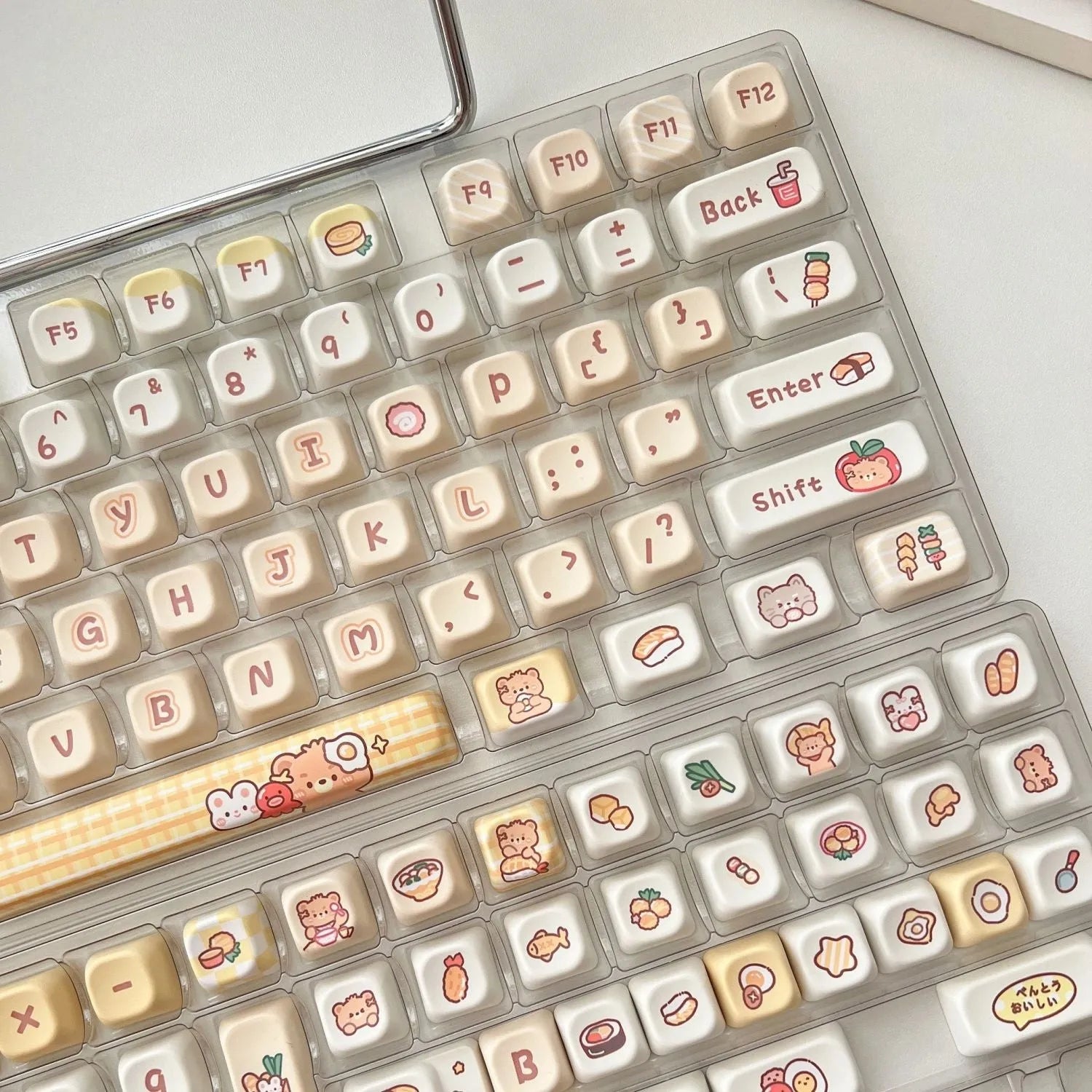 Rabbit Bear Restaurant themed mechanical keyboard keycaps in EOA height with heat sublimation printing