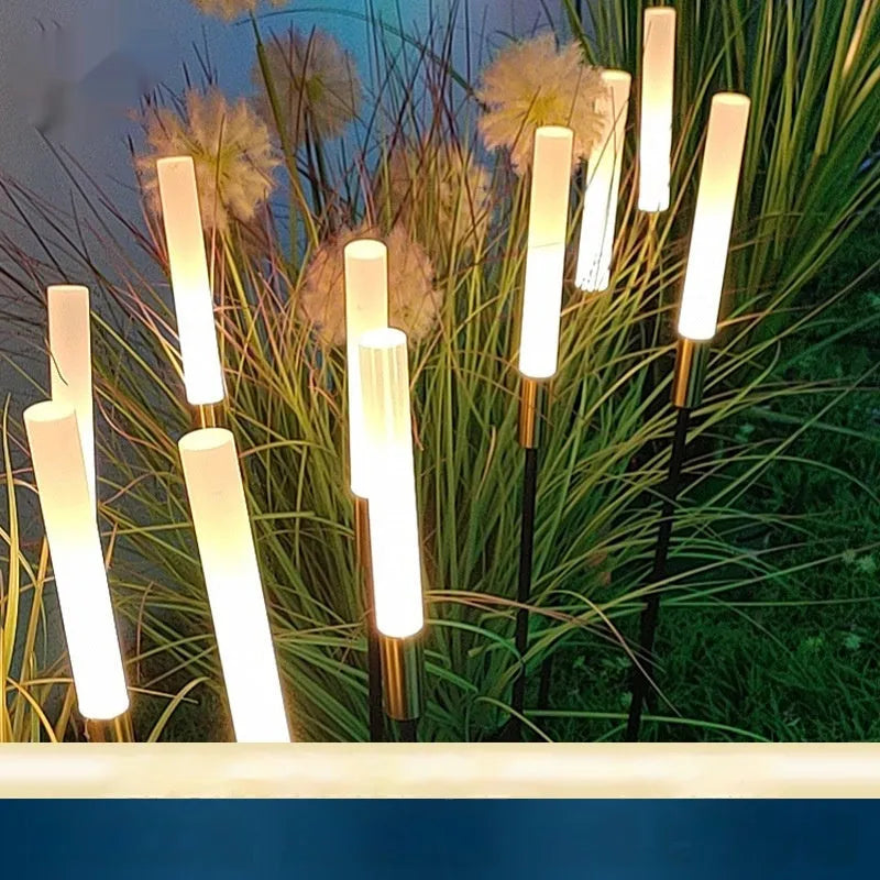 Solar outdoor LED lawn lamp in acrylic hardware, 650mm to 1400mm garden path light with wheat lamp option
