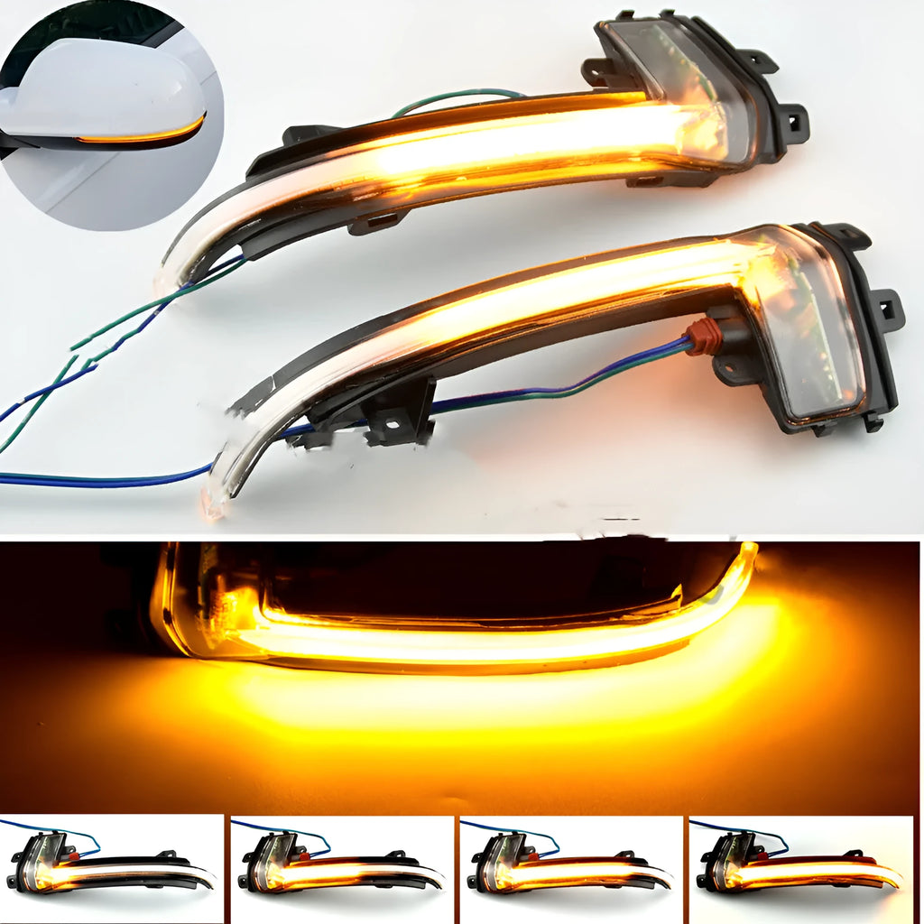 Dynamic LED mirror turn signal for Audi B8 and B8.5 models in black or white housing