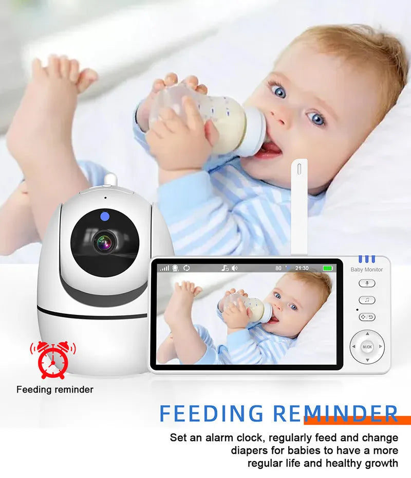 White ABM501 HD wireless baby monitor with 5-inch screen on a table.