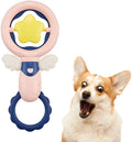 Pink interactive dog chew toy set for large breeds with dental cleaning ridges and squeaker