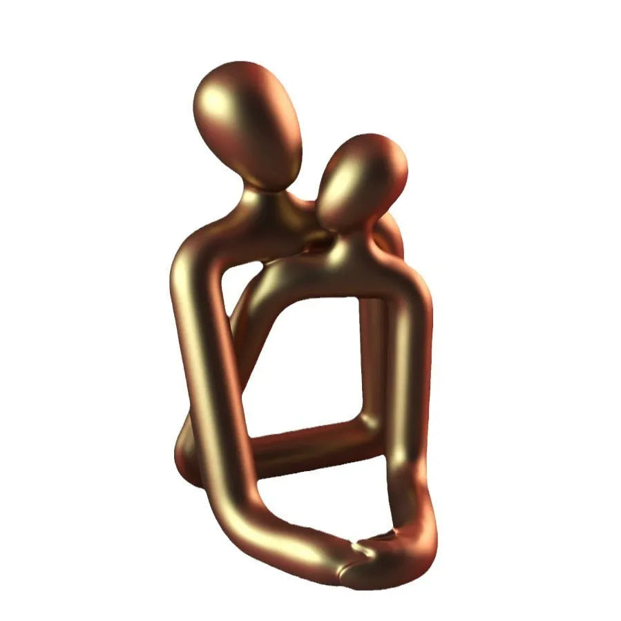 Modern loving couple resin statue in milky white or gold finish for home decor