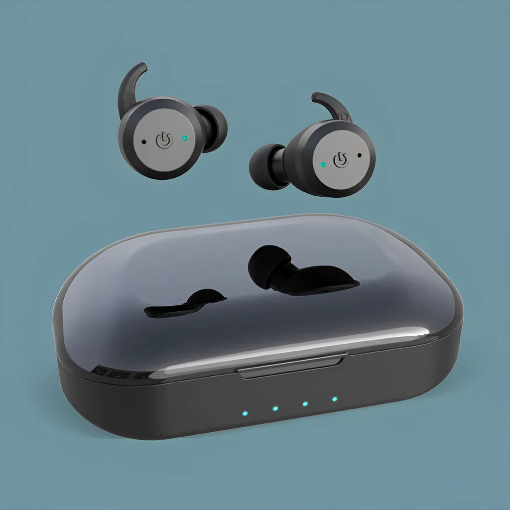 Wireless in-ear Bluetooth headset in black, rose red or fluorescent green with charging case and V5.0 dual mode