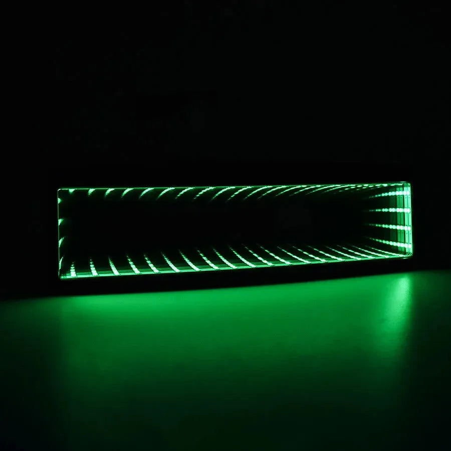 280mm flat car rearview mirror with anti-glare coating and coloured 3D night lighting effect.