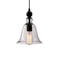 Bell glass pendant light 21cm diameter 25cm height E27 fitting transparent or amber