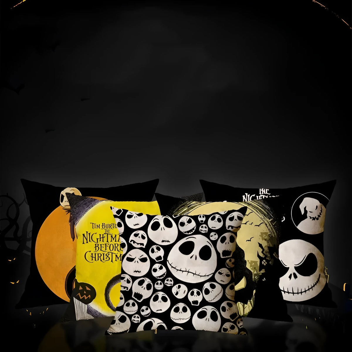Linen skull Halloween pillow cover 45x45cm square cushion case for sofa and bed decoration