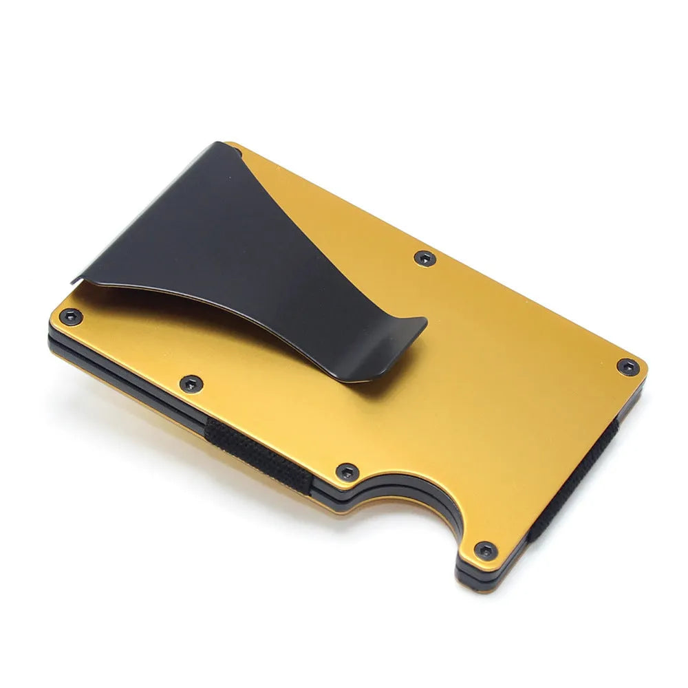 Geometric carbon fibre card holder showing 8mm thickness with capacity for multiple bank cards