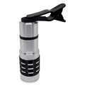 A telescopic telephoto lens with a separate clip for attaching to a mobile phone