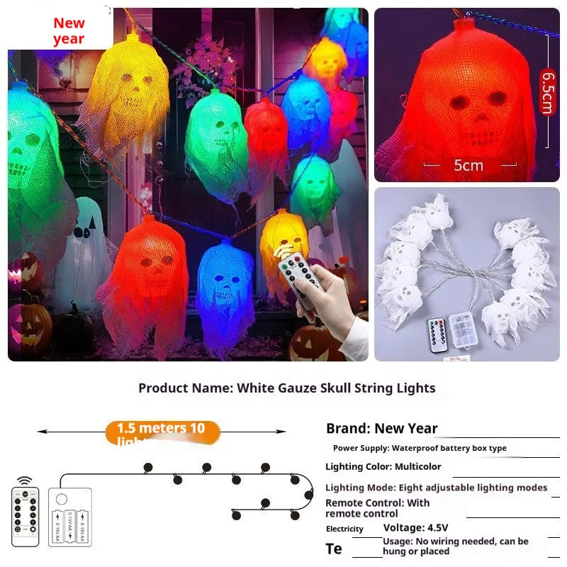 Halloween coloured lights strand for indoor wall decoration with battery box power supply