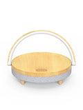 Multi-function wireless charging night light with Bluetooth speaker, touch switch, 191x203x55mm, Marbling or Wood Grain finish
