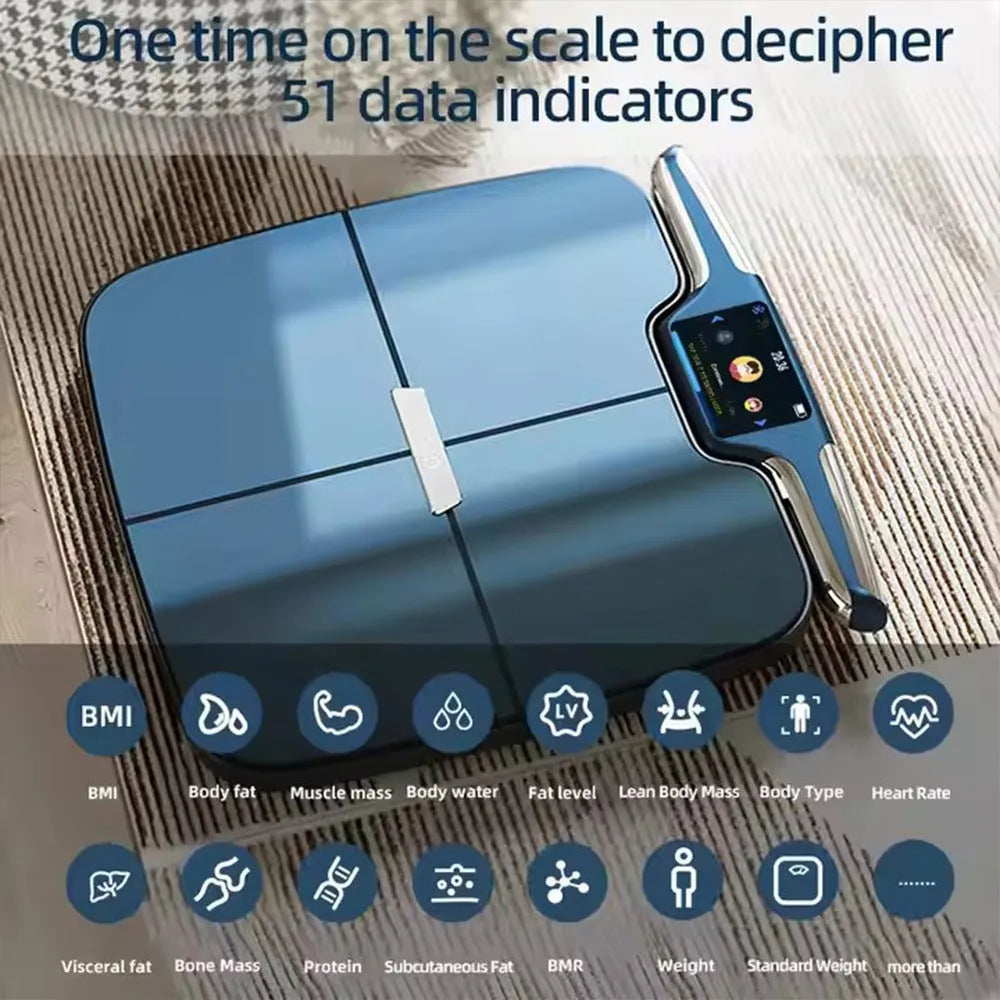 Black eight-electrode body fat weighing scale for home use