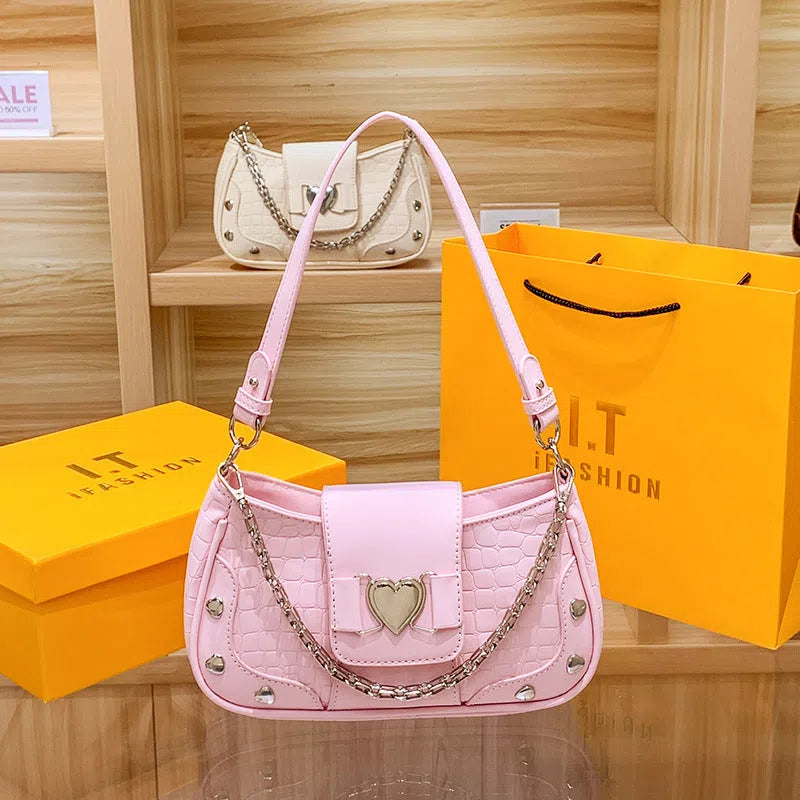 Caring Leisure soft PU shoulder crossbody bag, 24 cm x 7 cm x 13 cm, retro style, shown in available colours