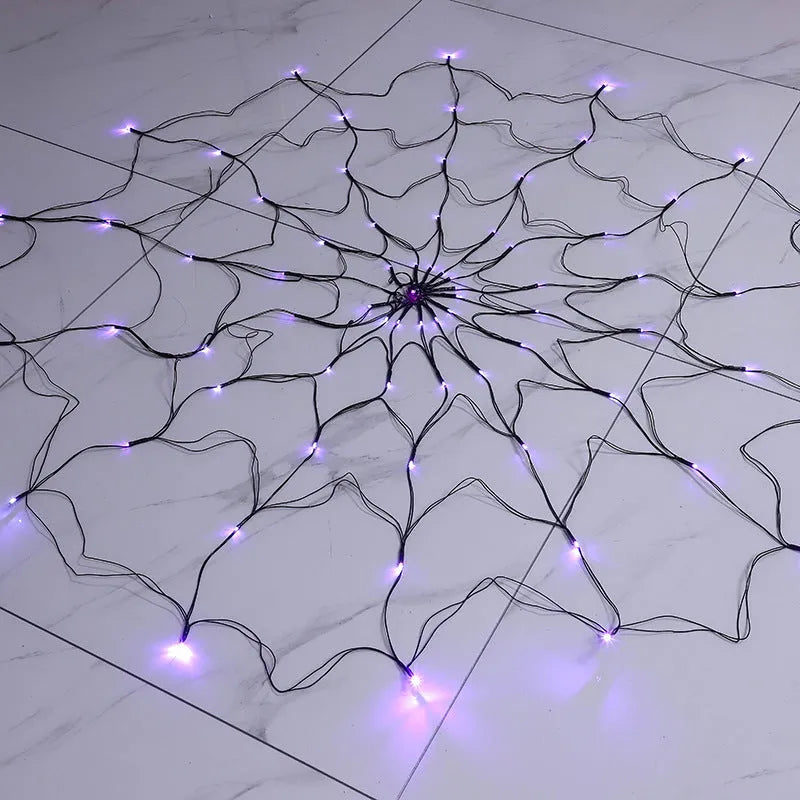 LED spider web lights 1.5m diameter PVC Halloween decoration outdoor battery operated