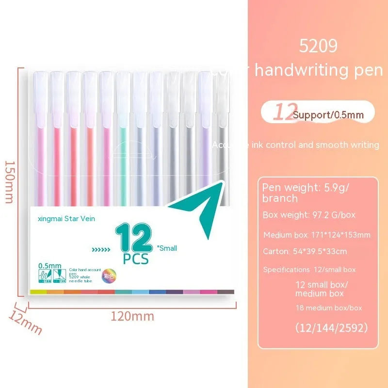 0.5mm gel pen with plastic shell from a 12-colour journal pen series, supplied as a single stationery pen