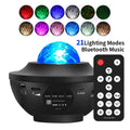 Black parallel style starry sky projection lamp with USB power and Bluetooth music playback