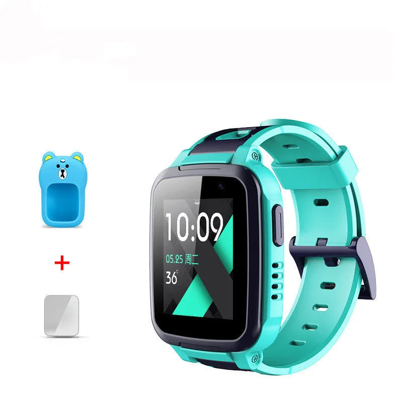 360 SE5 blue children's smartwatch with stainless steel band on a wrist