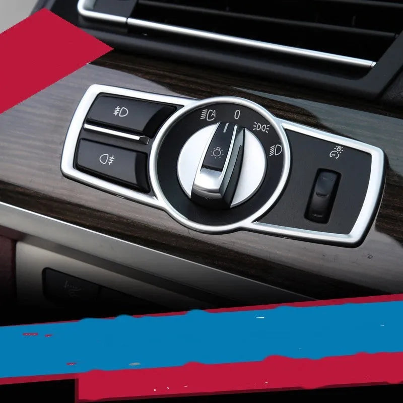 Silver ABS decorative strip for BMW headlight switch frame interior trim