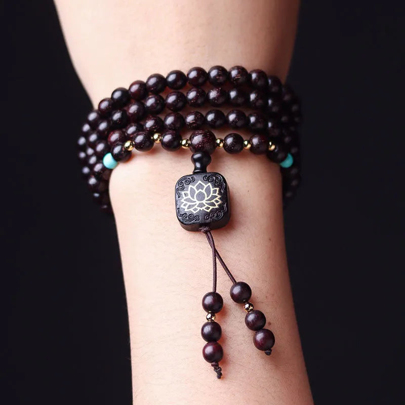Zambia Rosewood Buddha beads bracelet with 108 pieces at 0.6cm bead size