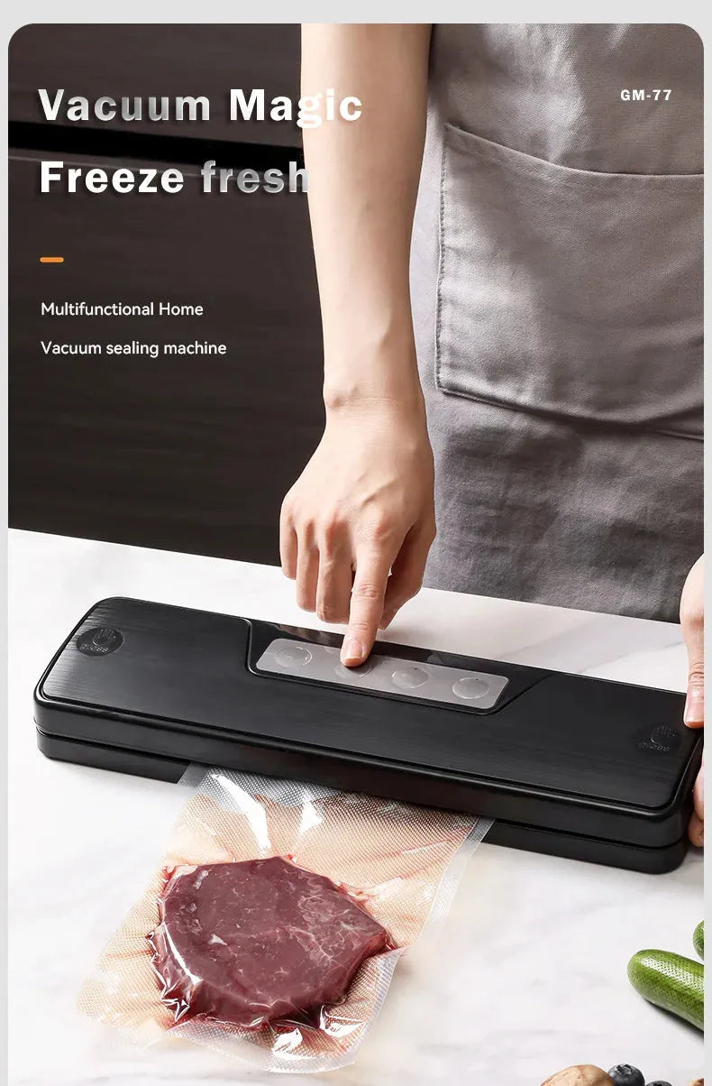 White automatic vacuum sealing machine for household food preservation with compact design