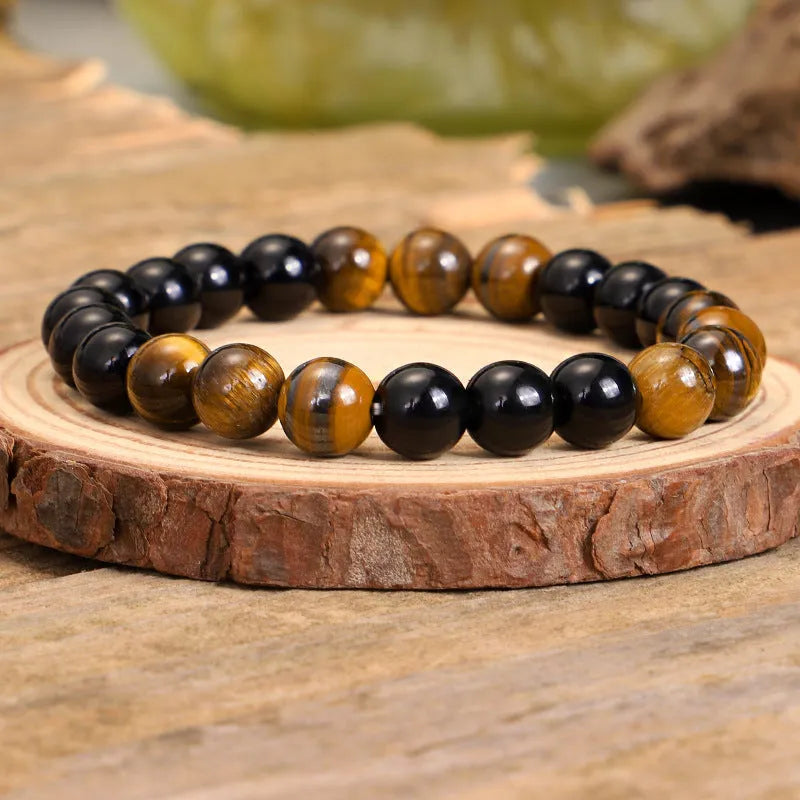 Tiger eye stone tassel sweater chain necklace with drop shape pendant and ball bead chain