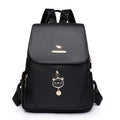 Casual women's leather backpack in street trend style with three-dimensional pockets