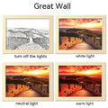 LED luminous picture frame with scenic artwork illuminated by USB-powered lights