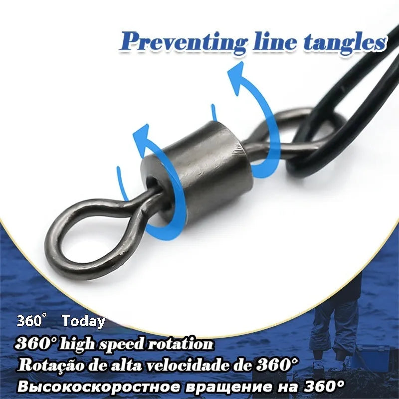 Anti-bite steel wire fishing gear accessories in green, black, and red colours with double buckle pins