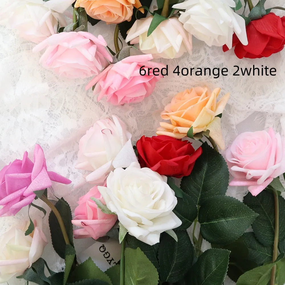 Artificial silk rose flower bouquet with 42cm length in multiple colour options