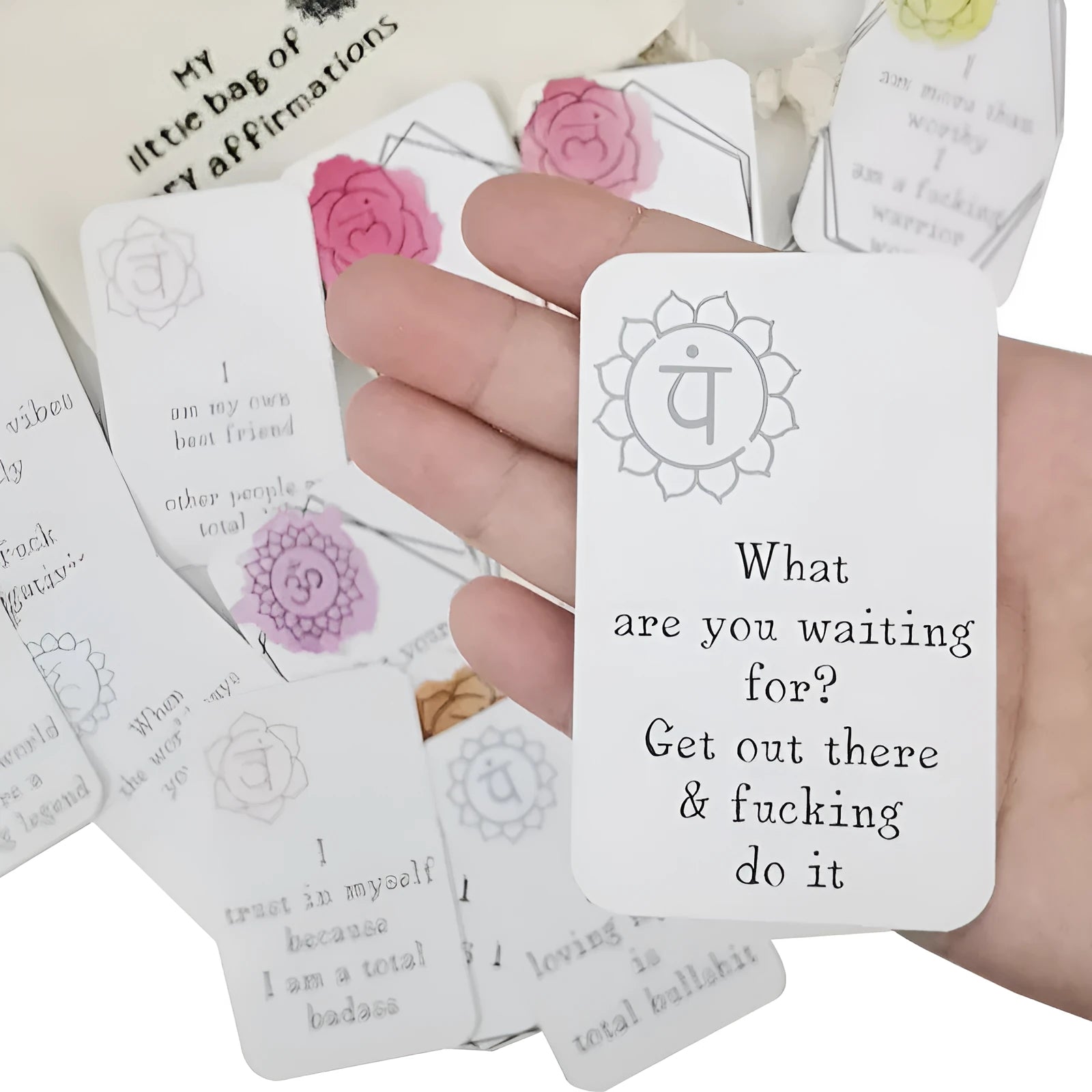 16 affirmation cards with adorable healing design in greeting card bag