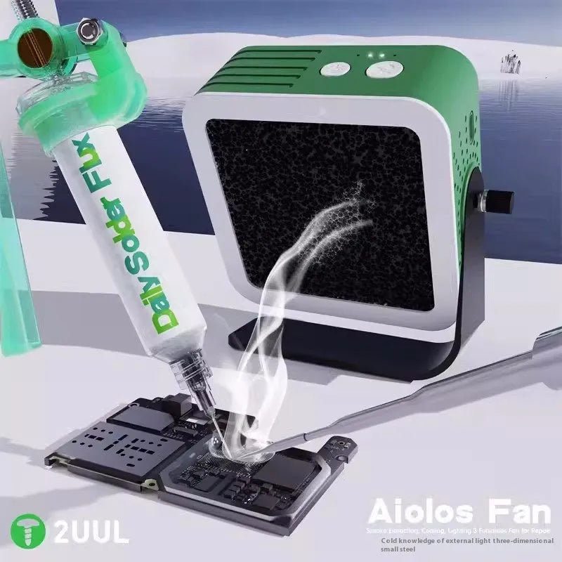 2UUL USB-powered mobile phone motherboard repair cooling fan with smoke exhaust and fill light