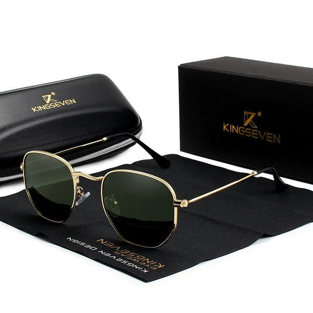 Round retro sunglasses for men in six colour options including black, blue, green, gun grey, silver, and jinhong