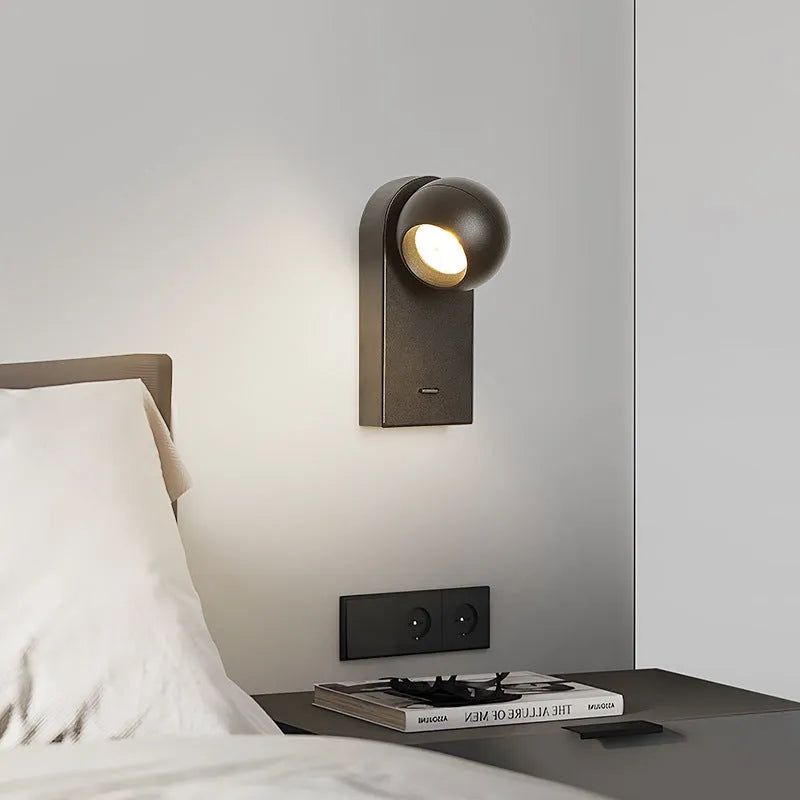 Modern rotatable 7W LED wall lamp in sand white finish for bedside use