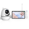 White ABM501 HD wireless baby monitor with 5-inch screen on a table.