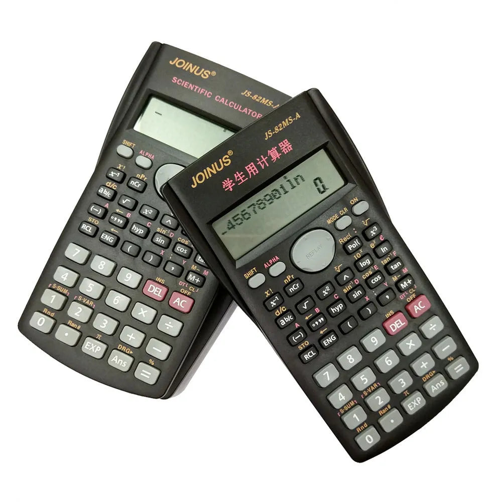 JS-82MS scientific function calculator with 10-digit display, ABS housing, 157 x 84 x 17 mm, plastic buttons, Button Electronics colour