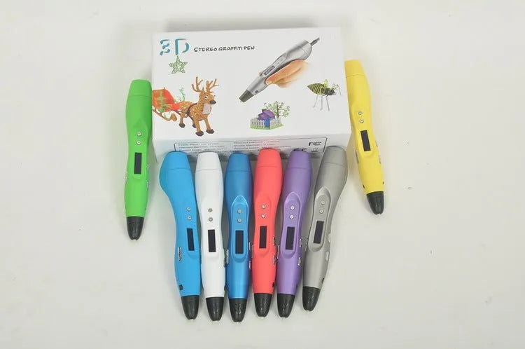 3D print pen in silver colour with 0.7mm nozzle and power cord