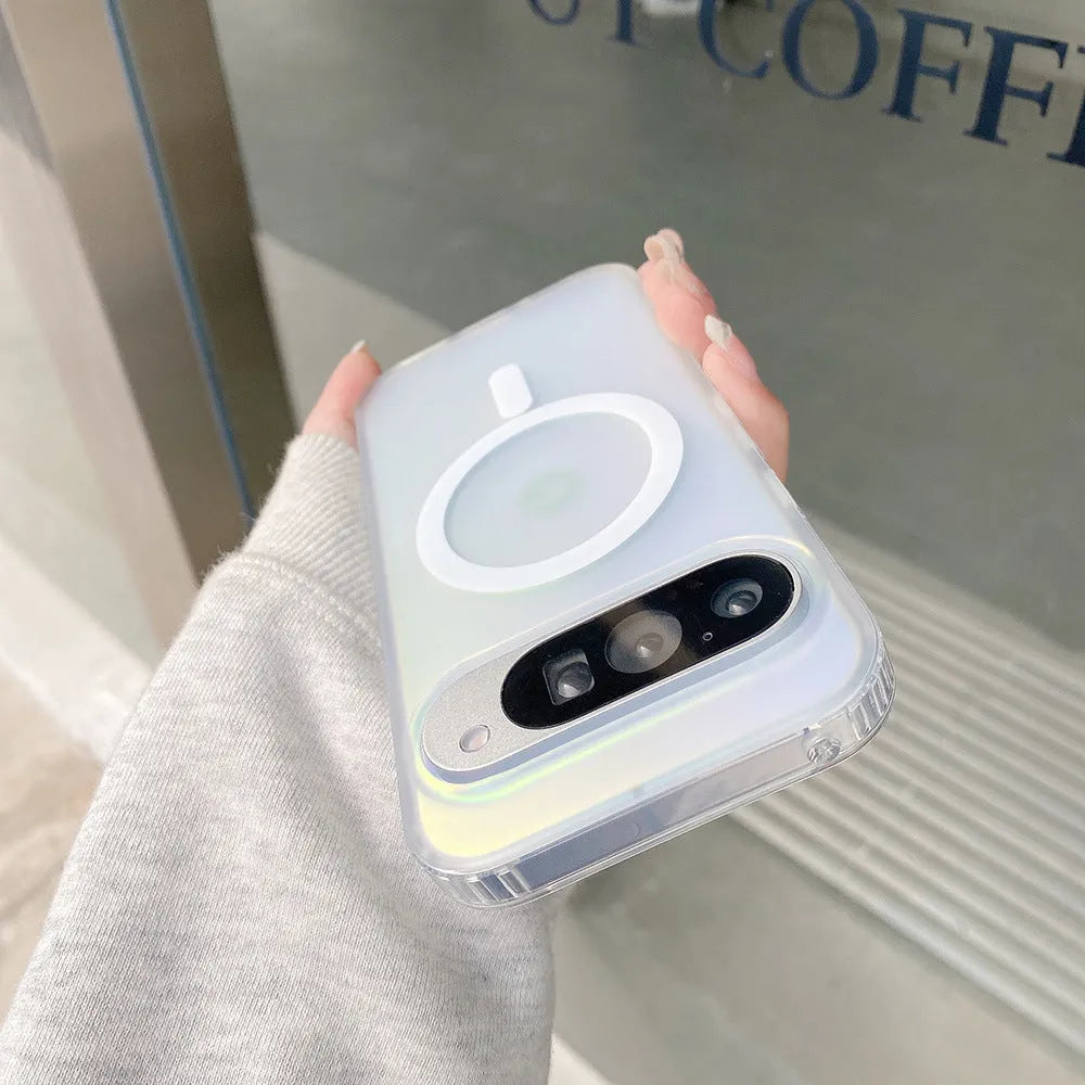 Transparent laser frosted matte phone case for Google smartphones showing D28 colour finish