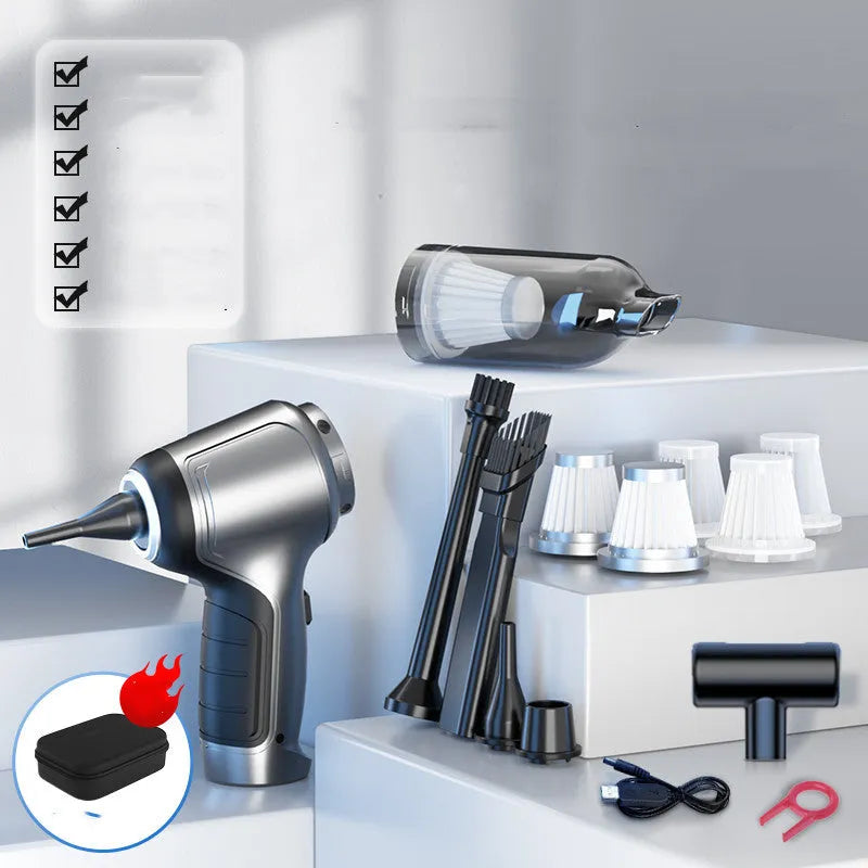 Handheld car and home vacuum cleaner with rechargeable battery and EVA storage bag