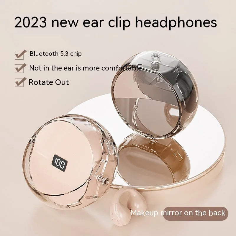 Wireless Bluetooth headset with ultra-long standby, clip-on silicone design in black and pink colours
