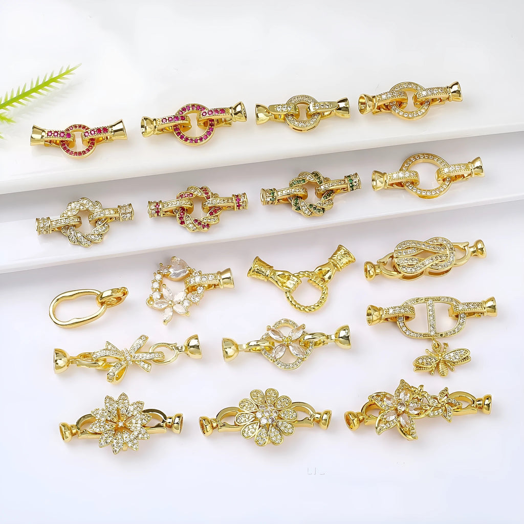 Small 18K gold colour metal clasp for pearl necklaces and jewellery making