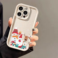 Frosted Santa Claus silicone phone case for iPhone in Black, Rose Red or White with Christmas pattern