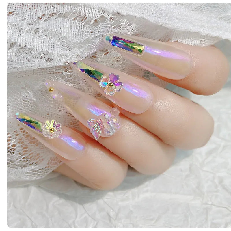 Flower Butterfly Nail sequins 15g ice through flower nail art decoration in six colours